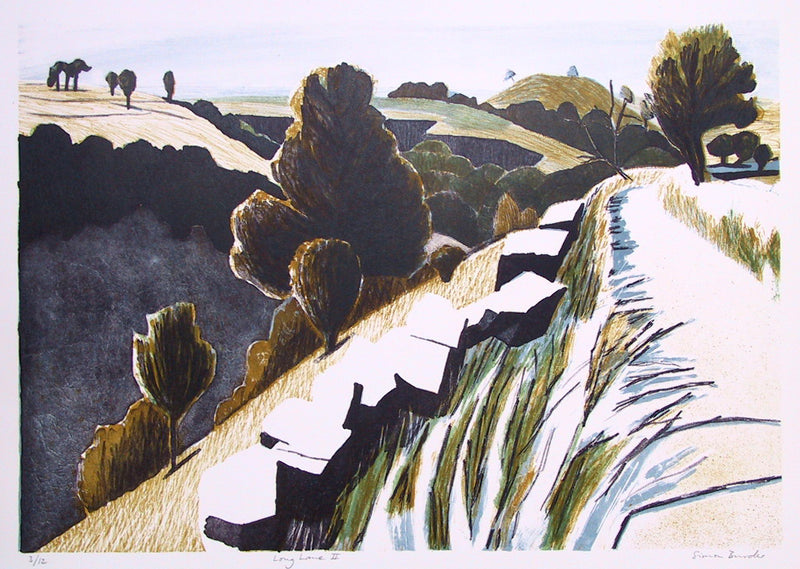 'Long Lane' Stone Lithograph, Unframed
