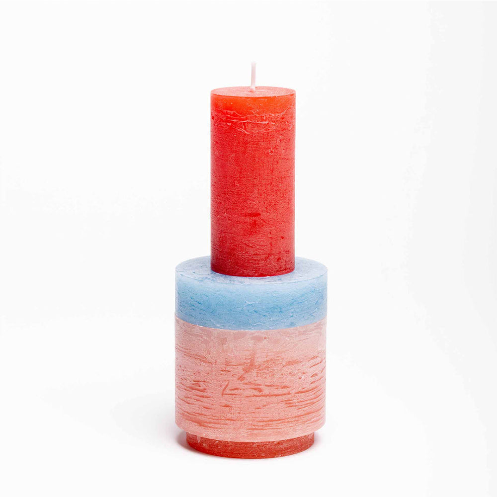 Three Piece Stacking Candle In Pink and Blue