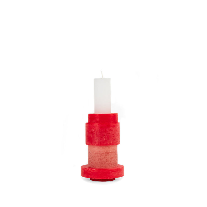 Five Piece Stacking Candle In Red and White