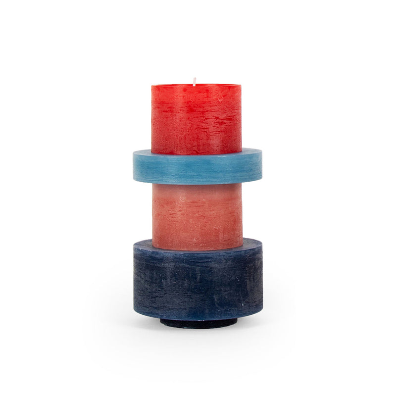 Four Piece Stacking Candle In Red and Blue