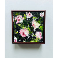 'The Pink Roses II' Oil on Aluminum, Framed