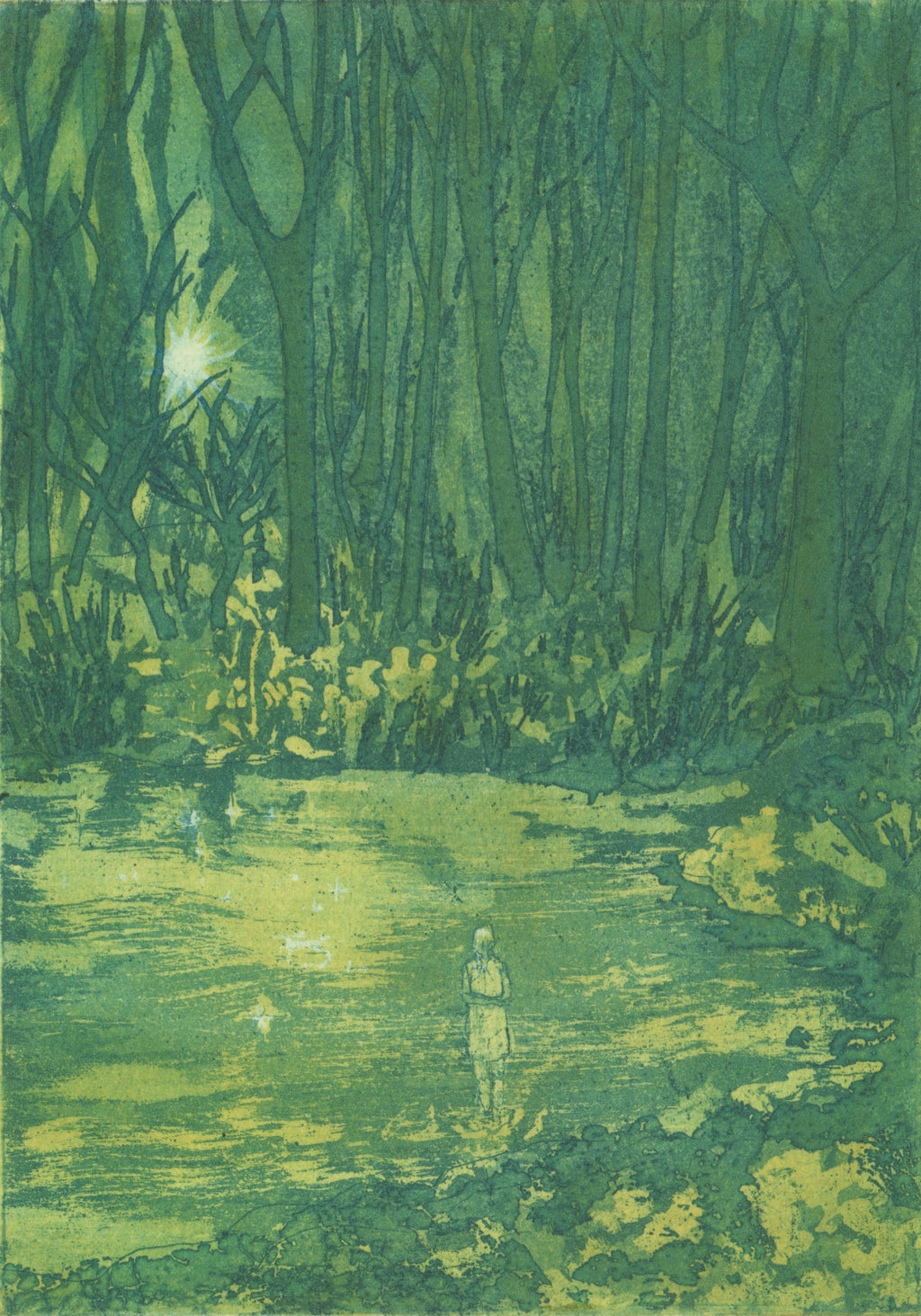 'The Sun Burst Through The Trees' Etching, Unframed