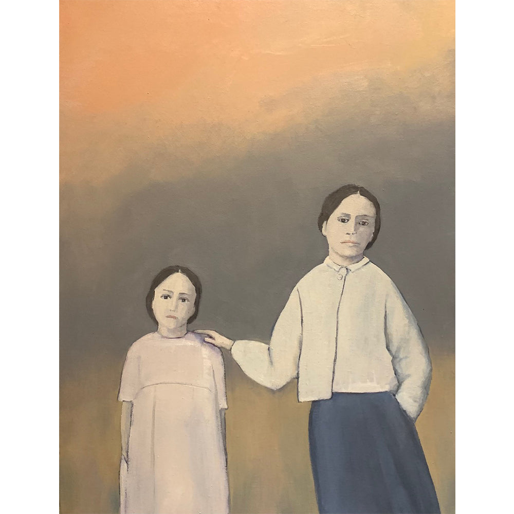 'Annie and Anwen' Oil on Canvas, Framed