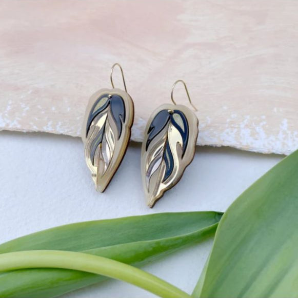Leaf Hook Earrings - Gold