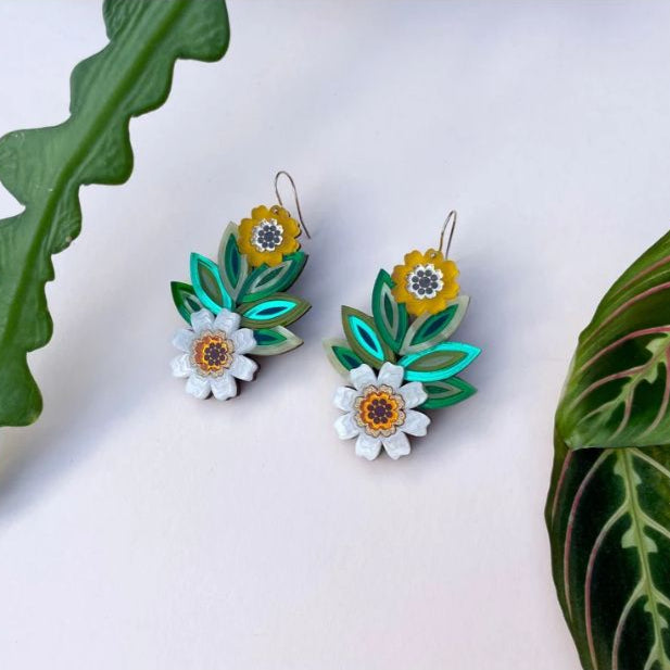 Floral Statement Drop Earrings