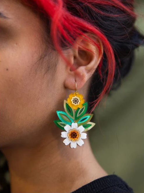 Floral Statement Drop Earrings