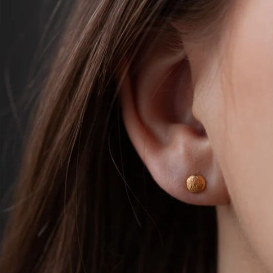 Small Textured Pod Studs, Gold Plated