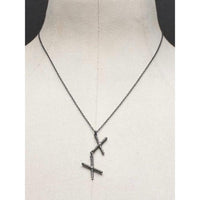 Kiss Cross Necklace, Oxidised Silver