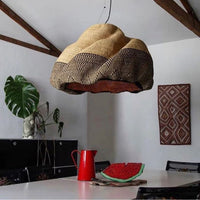 Large, Black and Natural Brown Pendant Lampshade