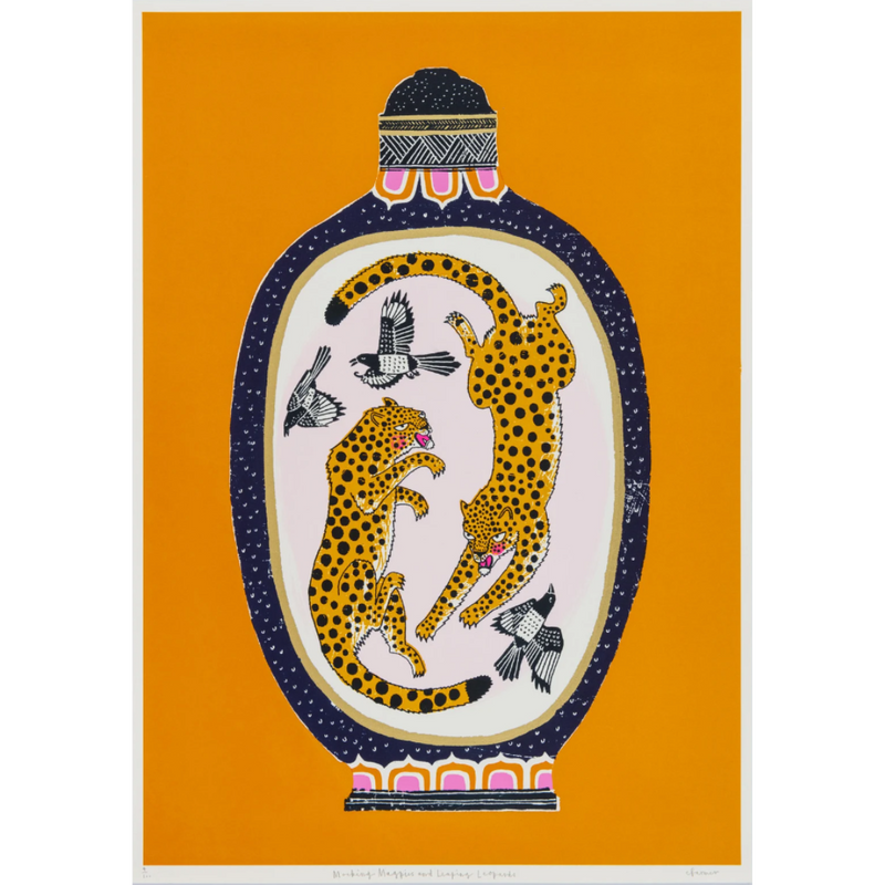 'Leaping Leopards' Framed Screen Print