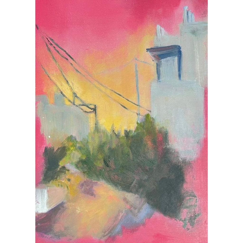 'Paros, Studio View' Oil on Board, Framed
