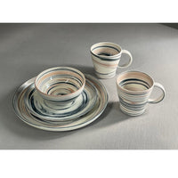 Polished Porcelain Cup With Black And Pink Swirls