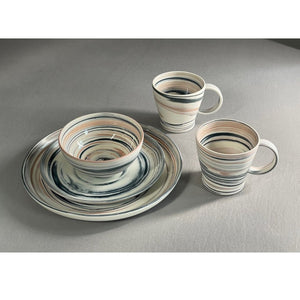 Polished Porcelain Cup With Black And Pink Swirls