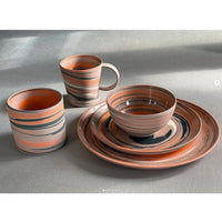 Polished Porcelain Cup Pink, Orange and Black Swirls