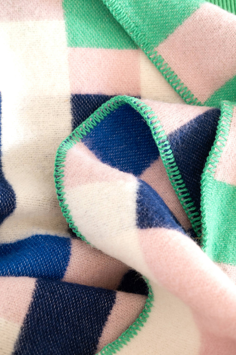 Studie Cobalt//Navy/Pink/Green Wool Throw Blanket