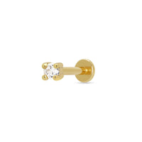 Clear Stone Flat Back Single Earring |18K Gold Plated Sterling Silver