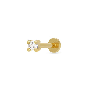 Clear Stone Flat Back Single Earring |18K Gold Plated Sterling Silver