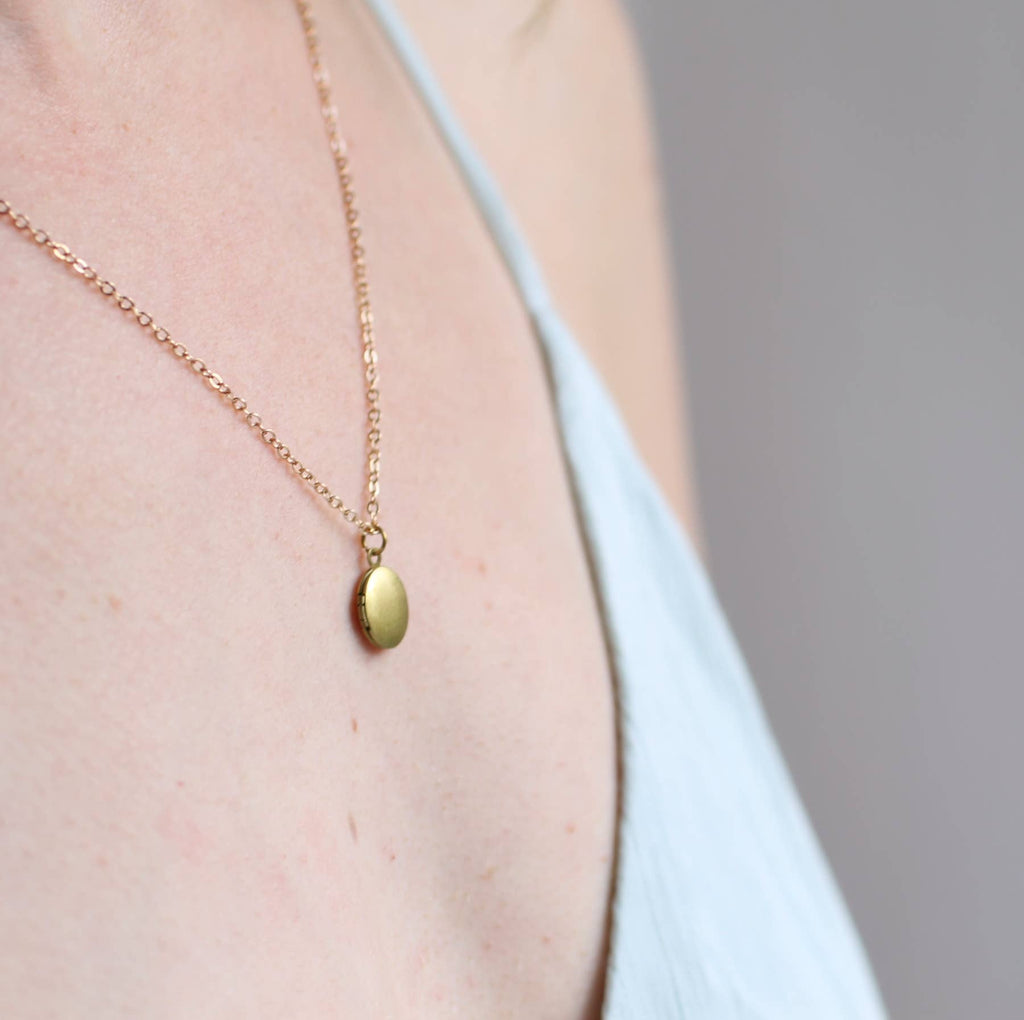 Tiny Oval Thistle Engraved Locket