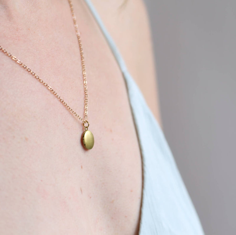 Tiny Oval Thistle Engraved Locket