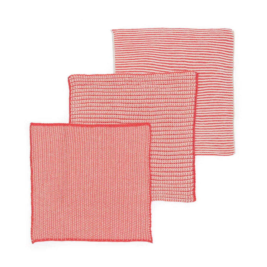 Reusable & Eco-Friendly Cotton Knit Dishcloths |Textured Red