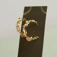 Olive Branch Hoop Earrings, Gold Plate