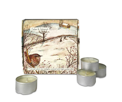 Box of Scented Tealights: Cedar & Oakwood - Wren Design