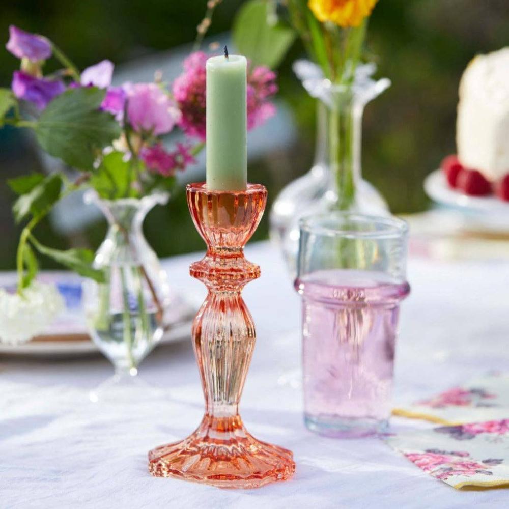 Glass Candle Holder In Orange