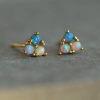A Trio of Turquoise Opal Stud Earrings