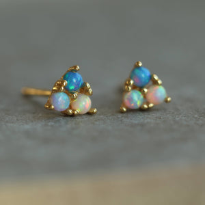 A Trio of Turquoise Opal Stud Earrings