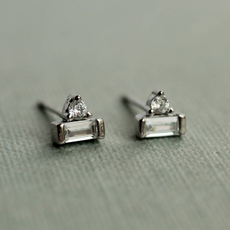 Art Deco Crystal Pyramid Stud Earrings