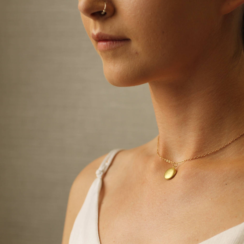 Tiny Round Dandelion Engraved Locket