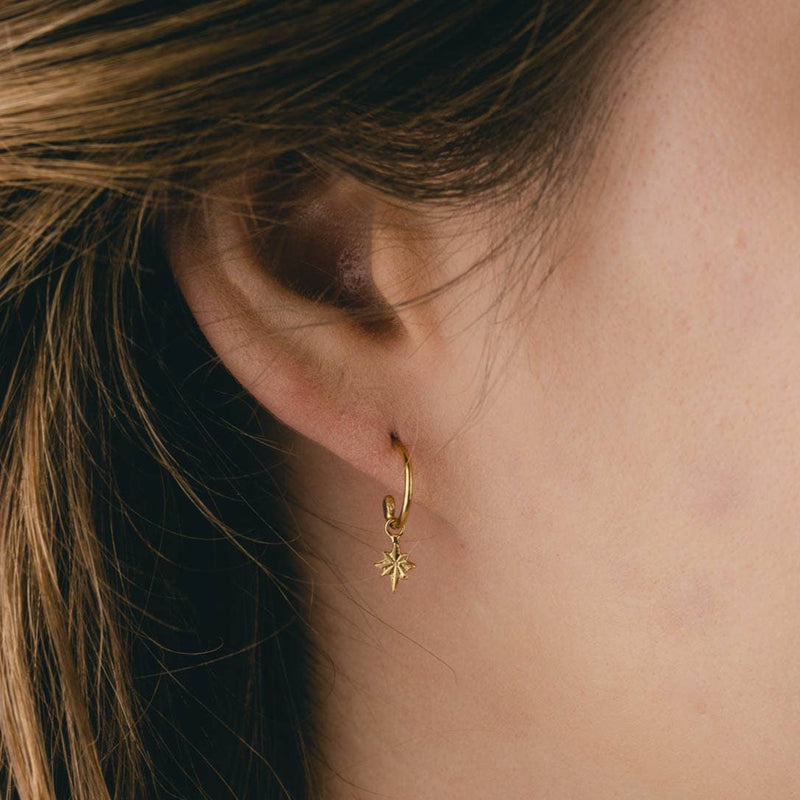 Star Hoop Earrings, Gold Vermeil