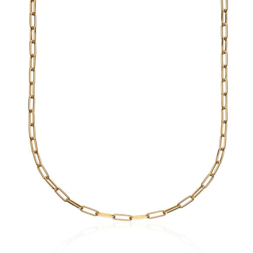 Box Link Chain Necklace | 18k Gold Plated Sterling Silver