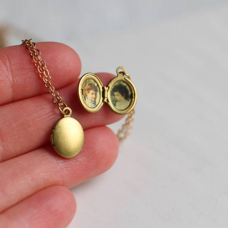 Tiny Oval Thistle Engraved Locket