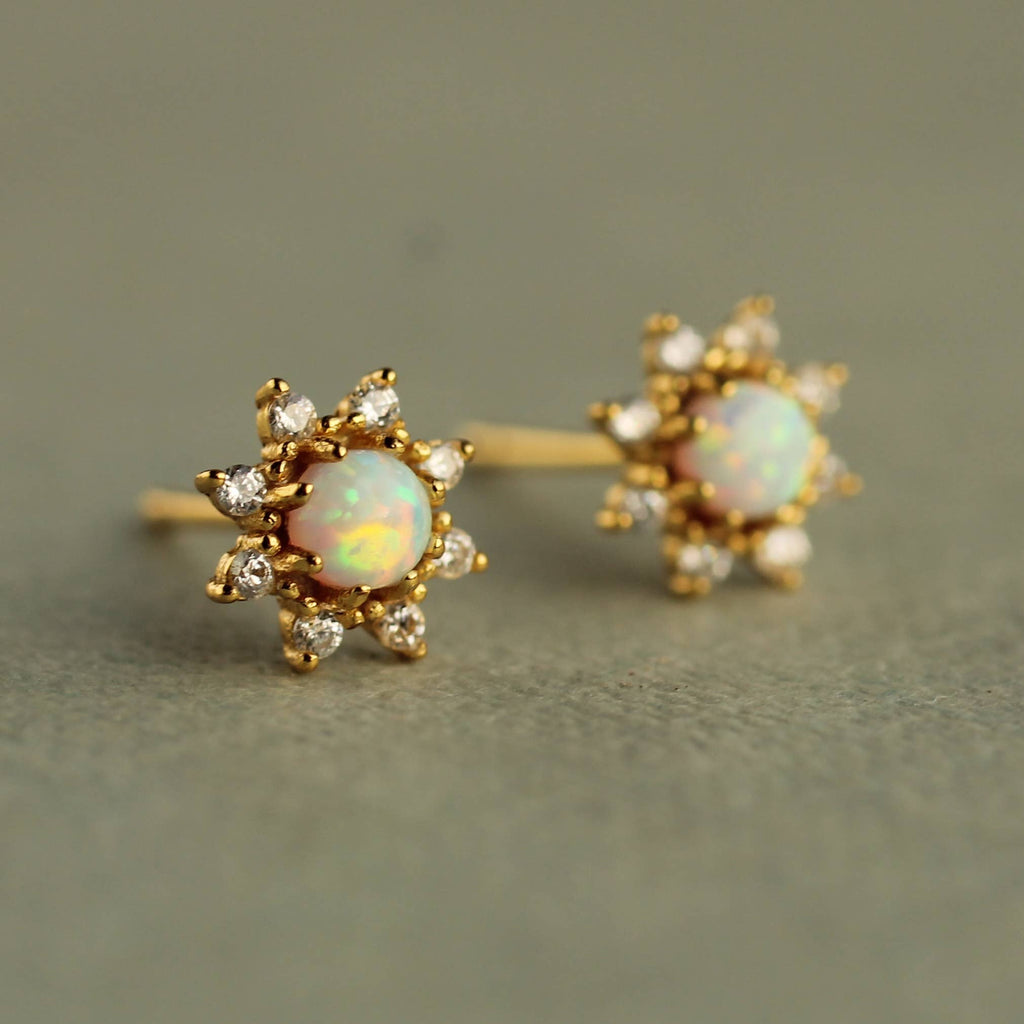 Opal Flower Stud Earrings