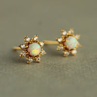 Opal Flower Stud Earrings