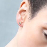 Art Deco Aquamarine Turquoise Pyramid Stud Earrings