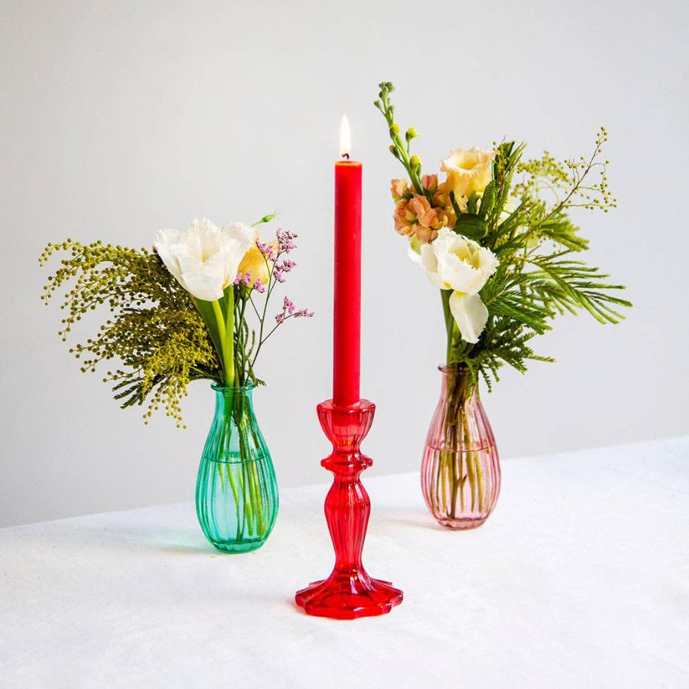 Glass Candle Holder in Red