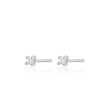 Teeny Tiny Stud Earrings | Rhodium Plated Sterling Silver / Clear