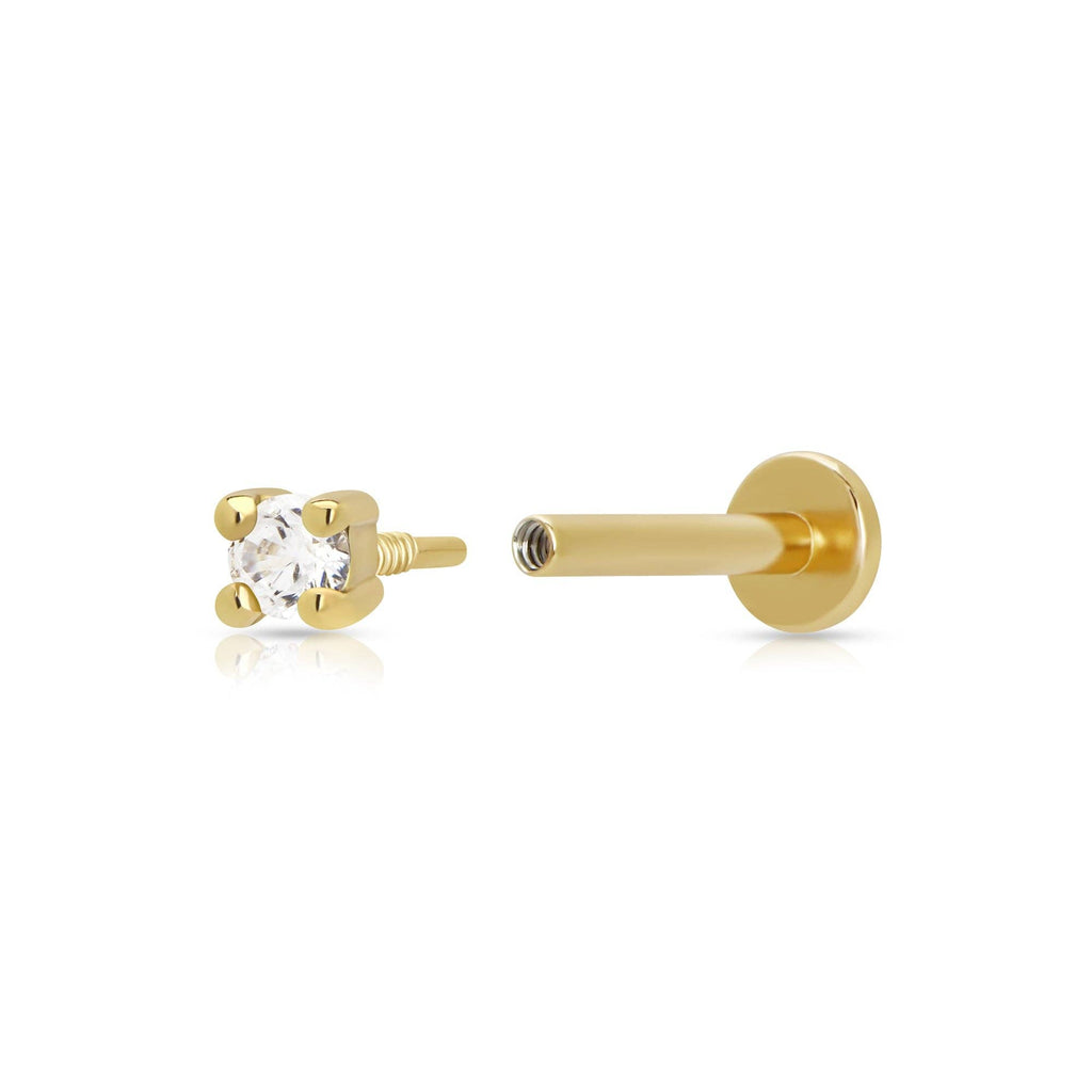 Clear Stone Flat Back Single Earring |18K Gold Plated Sterling Silver