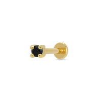 Gold Black Stone Single Flat Back Earring