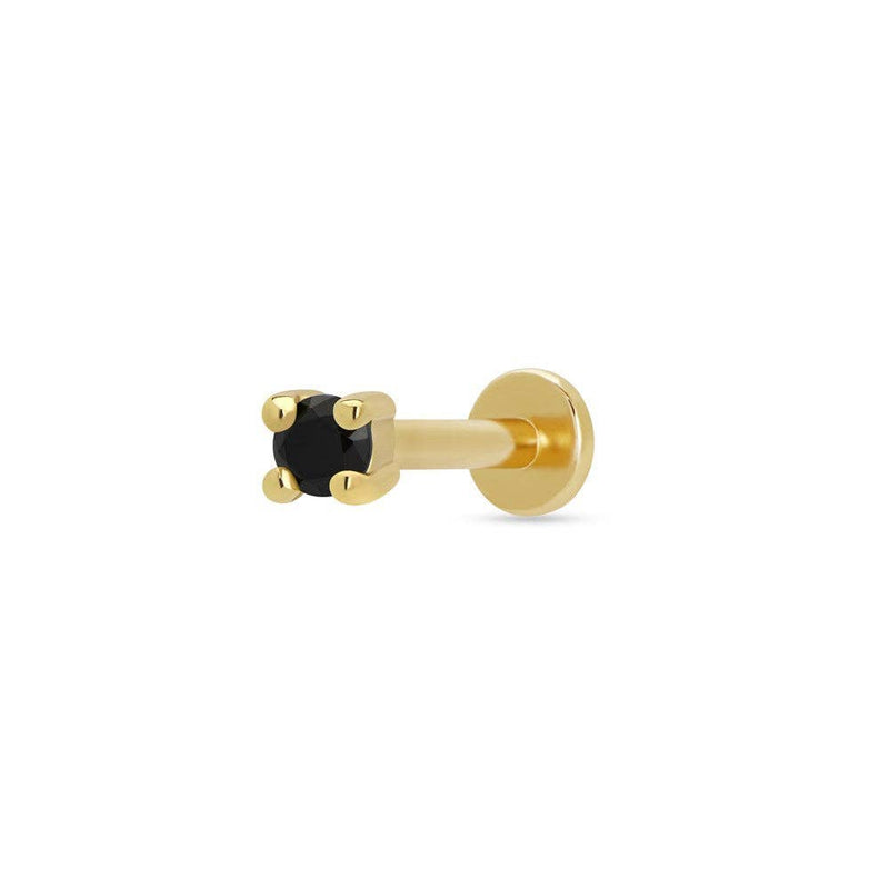 Gold Black Stone Single Flat Back Earring