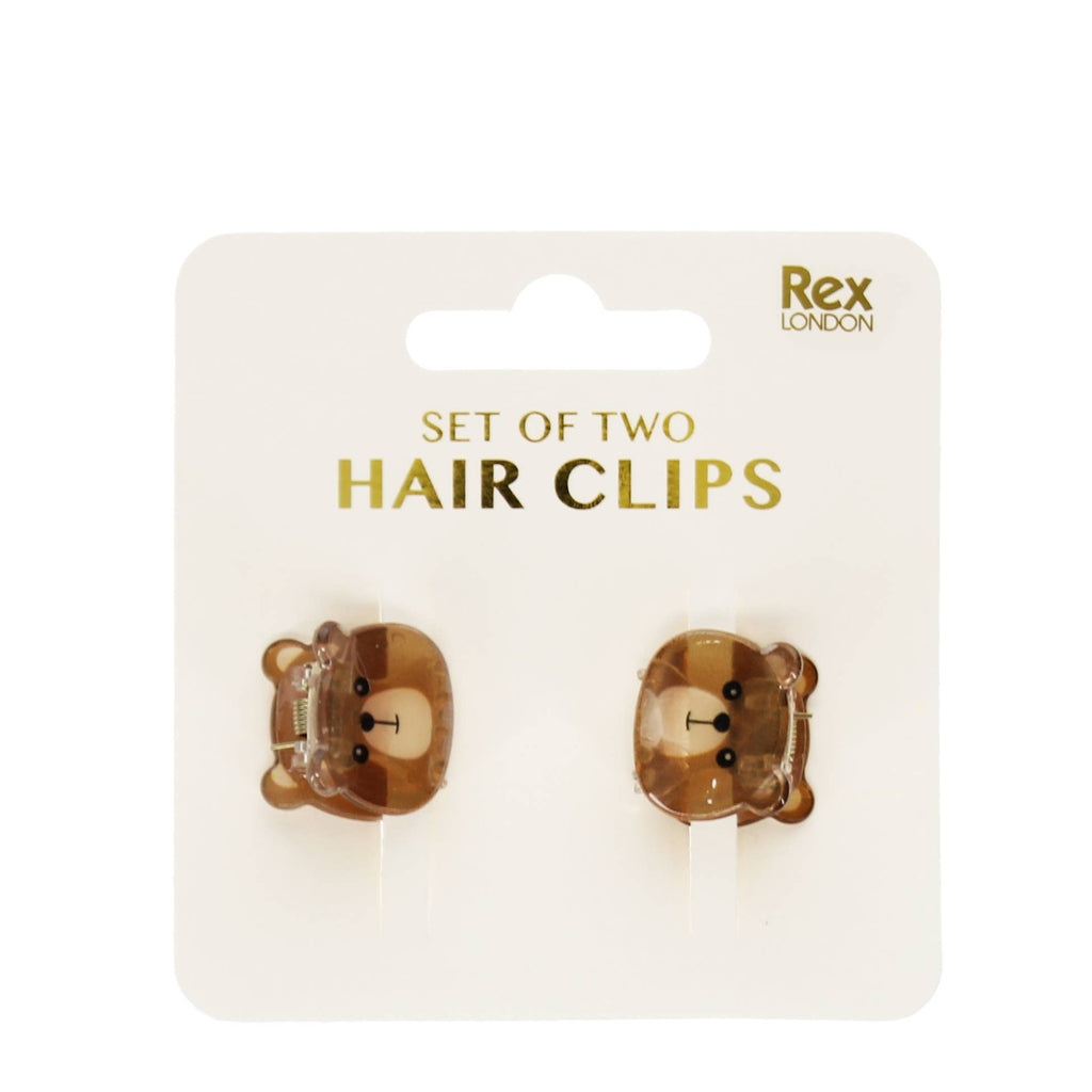 Set of Two Mini Hair Claw Clips | Brown bears