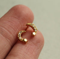 Moon Stud Earrings, Gold Vermeil