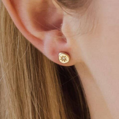 Star Set Diamond Studs, Gold Vermeil