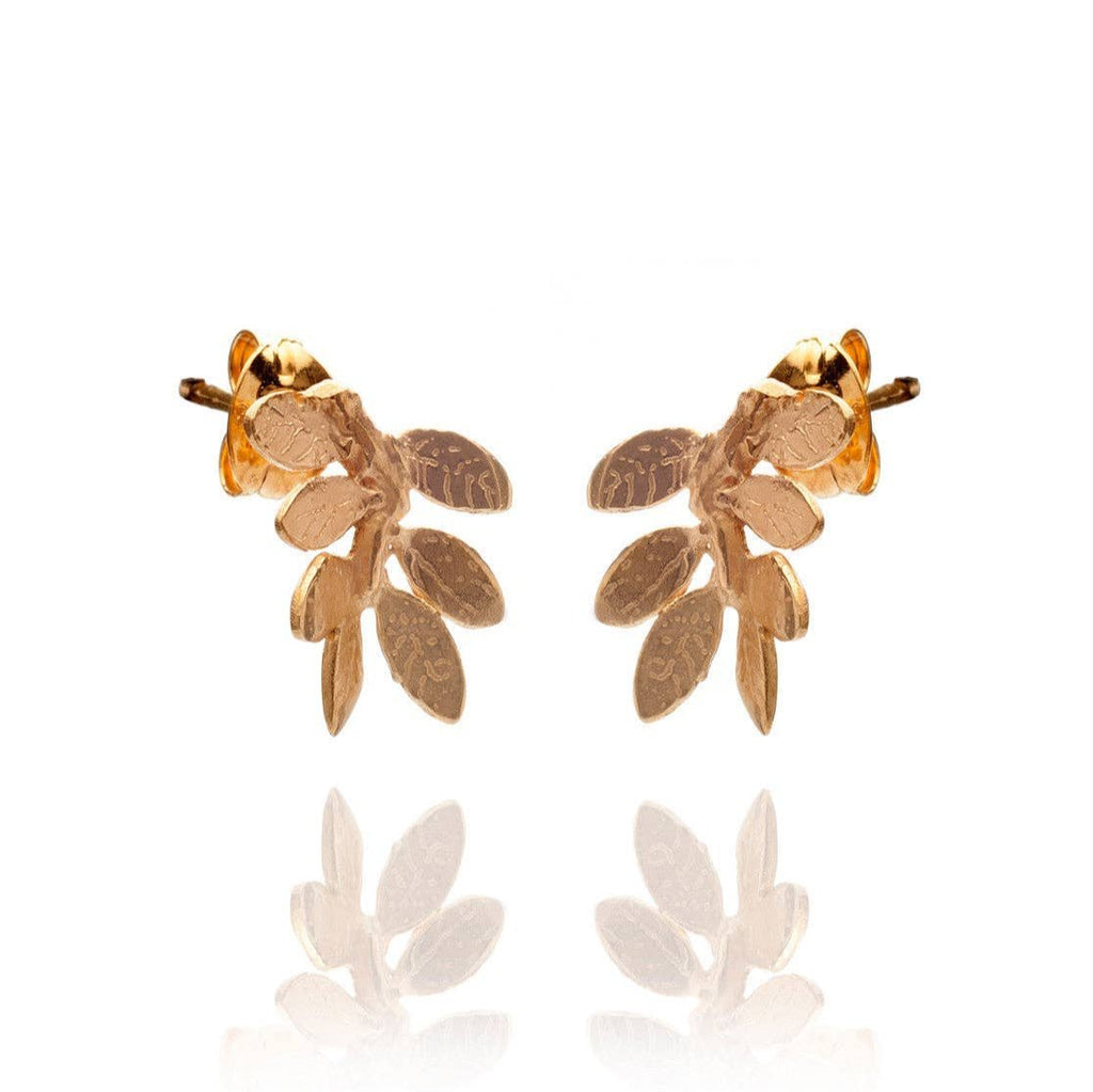 Leaf Stud Earrings, Gold Vermeil