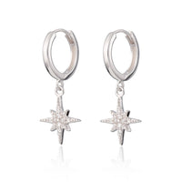 Starburst Hoop Earrings | Rhodium Plated Sterling Silver