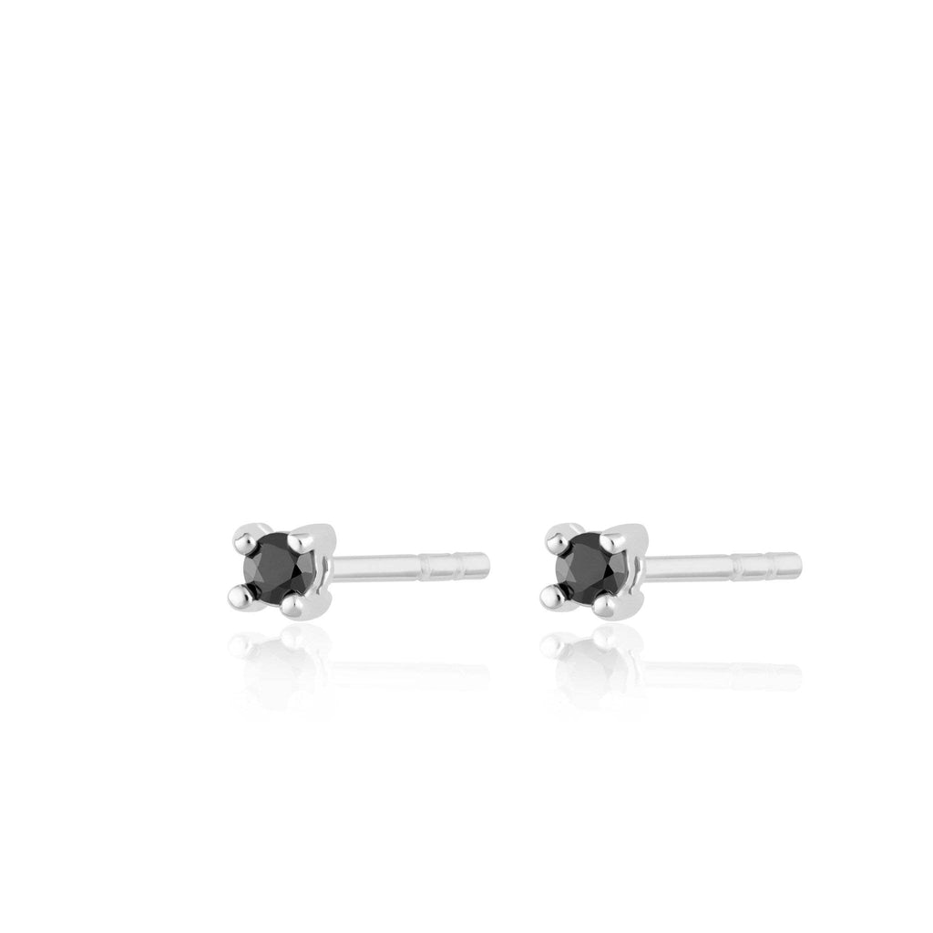 Teeny Tiny Stud Earrings | Rhodium Plated Sterling Silver / Black