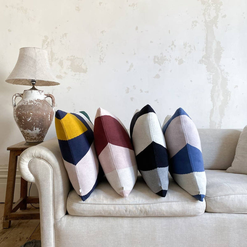 Orbi Cobalt Cotton Knit Cushion with Filler