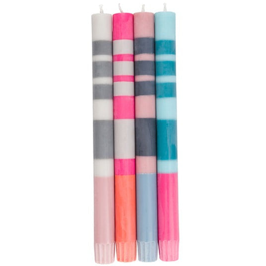 Mixed Set of Four Stripy Eco Candles - Soft Soothing Colours